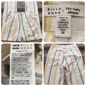 Billabong The salty blonde striped pants high waist women’s 28 (Inseam 30.5)